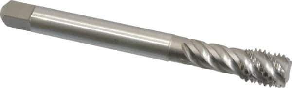 Emuge - 3/8-16 UNC, 5 Flute, 45° Helix, Bottoming Chamfer, Bright Finish, Cobalt Spiral Flute STI Tap - Right Hand Flute, 3-15/16" OAL, 0.367" Shank Diam, 0.866" Thread Length, 3B Class of Fit, Series Enorm Z - Exact Industrial Supply