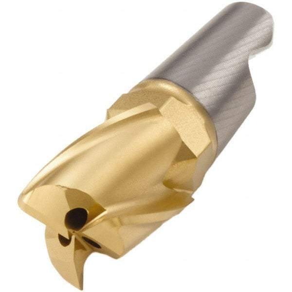 Seco - MM16 M06 Grade F40M Carbide End Milling Tip Insert - TiAlN/TiN Finish, 3 Flutes, 0.63" Cutting Diam, 0.758" Depth of Cut, 0.965" Extension, 0.039" Cnr Rad - Apex Tool & Supply