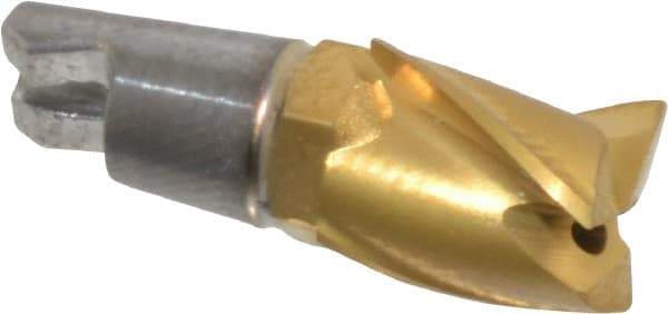 Seco - MM06 E02 Grade F30M Carbide End Milling Tip Insert - TiAlN/TiN Finish, 3 Flutes, 1/4" Cutting Diam, 0.296" Depth of Cut, 0.39" Extension - Apex Tool & Supply
