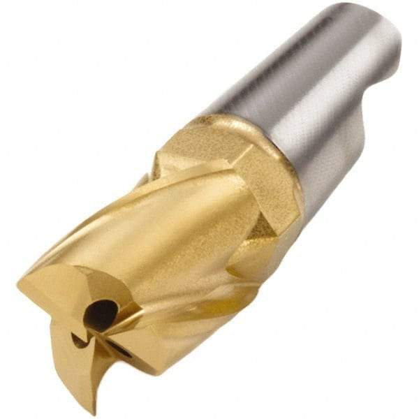 Seco - MM08 M03 Grade F40M Carbide Keyway Milling Tip Insert - TiAlN/TiN Finish, 3 Flutes, 0.307" Cutting Diam, 0.394" Depth of Cut, 0.512" Extension, 0.008" Cnr Rad - Apex Tool & Supply