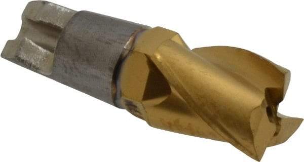Seco - MM08 E03 Grade F30M Carbide End Milling Tip Insert - TiAlN/TiN Finish, 3 Flutes, 0.315" Cutting Diam, 0.394" Depth of Cut, 0.512" Extension - Apex Tool & Supply