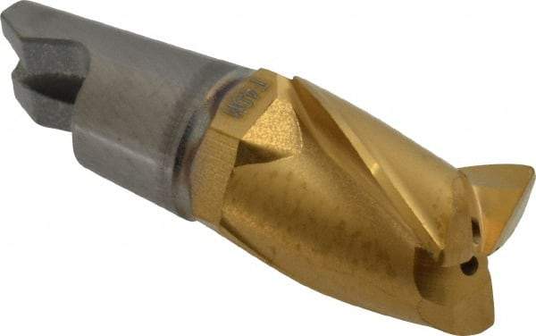 Seco - MM12 M04 Grade F40M Carbide End Milling Tip Insert - TiAlN/TiN Finish, 3 Flutes, 0.472" Cutting Diam, 0.61" Depth of Cut, 0.783" Extension, 0.02" Cnr Rad - Apex Tool & Supply