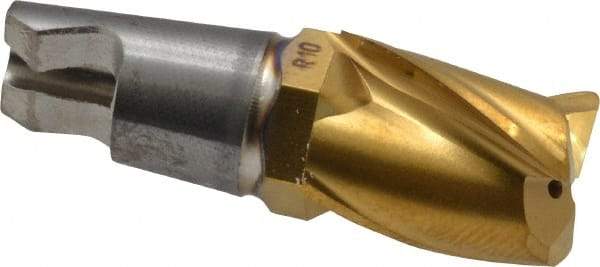 Seco - MM12 M04 Grade F40M Carbide End Milling Tip Insert - TiAlN/TiN Finish, 3 Flutes, 0.472" Cutting Diam, 0.61" Depth of Cut, 0.783" Extension, 0.039" Cnr Rad - Apex Tool & Supply