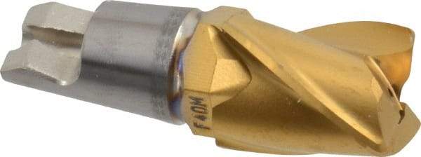 Seco - MM12 M04 Grade F40M Carbide End Milling Tip Insert - TiAlN/TiN Finish, 3 Flutes, 1/2" Cutting Diam, 0.61" Depth of Cut, 0.783" Extension, 0.031" Cnr Rad - Apex Tool & Supply