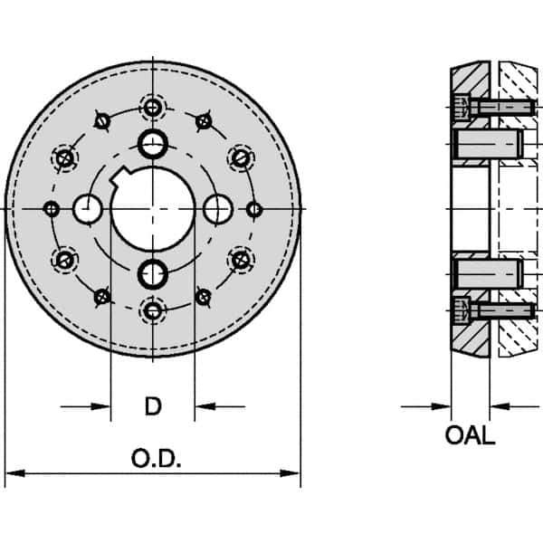 Kennametal - 2 Inch Hole Diameter, For 8, 10, 12 Inch Outside Diameter, Compatible Toolholder Style KVNS A2, Slotting Cutter Support Ring - 5-1/2 Inch Ring Outside Diameter, 0.472 Inch Ring Width - Apex Tool & Supply