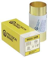 Precision Brand - 100 Inch Long x 6 Inch Wide x 0.005 Inch Thick, Roll Shim Stock - Brass - Apex Tool & Supply