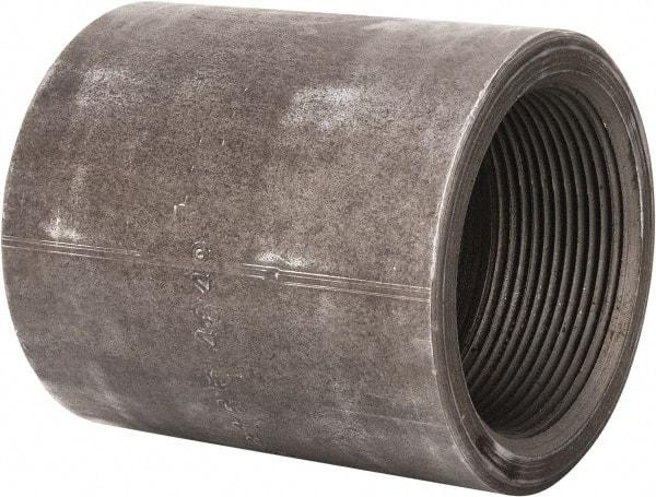 Made in USA - Size 2 x 1", Class 3,000, Forged Carbon Steel Black Pipe Reducing Coupling - 3,000 psi, Threaded End Connection - Apex Tool & Supply