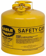 Eagle - 5 Gal Galvanized Steel Type I Safety Can - 13-1/2" High x 12-1/2" Diam, Yellow - Apex Tool & Supply