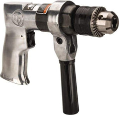 Chicago Pneumatic - 1/2" Keyed Chuck - Pistol Grip Handle, 500 RPM, 1.42 LPS, 3 CFM, 0.5 hp, 90 psi - Apex Tool & Supply