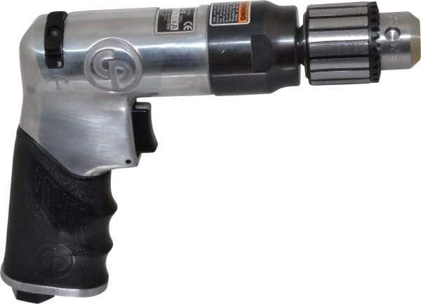 Chicago Pneumatic - 3/8" Reversible Keyed Chuck - Pistol Grip Handle, 4,200 RPM, 3.54 LPS, 7.5 CFM, 0.5 hp, 90 psi - Apex Tool & Supply