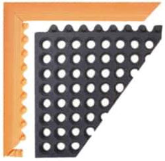 Notrax - 5' Long x 2" Wide x 3/4" Thick, Anti-Fatigue Modular Matting Ramp Edge - Female, Black, Series 551 - Apex Tool & Supply