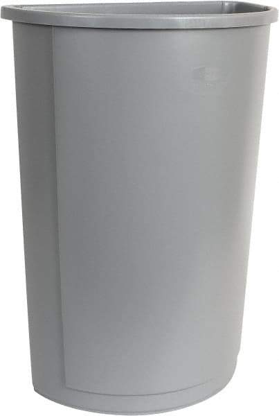 Rubbermaid - 21 Gal Gray Half-Round Trash Can - Polyethylene, 28" High x 21" Long x 11" Wide - Apex Tool & Supply