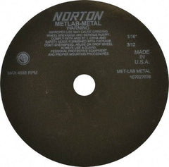 Norton - 10" 90 Grit Aluminum Oxide Cutoff Wheel - 1/16" Thick, 1-1/4" Arbor, 4,585 Max RPM, Use with Angle Grinders - Apex Tool & Supply