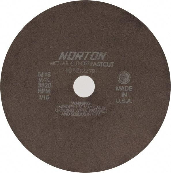 Norton - 10" 90 Grit Aluminum Oxide Cutoff Wheel - 1/16" Thick, 1-1/4" Arbor, 3,820 Max RPM, Use with Angle Grinders - Apex Tool & Supply