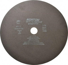 Norton - 12" 90 Grit Aluminum Oxide Cutoff Wheel - 1/16" Thick, 1-1/4" Arbor, 3,185 Max RPM, Use with Angle Grinders - Apex Tool & Supply