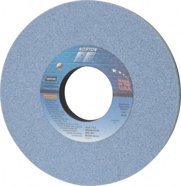 Norton - 10" Diam x 3" Hole x 1" Thick, G Hardness, 46 Grit Surface Grinding Wheel - Ceramic, Type 1, Coarse Grade, 2,485 Max RPM, Vitrified Bond, No Recess - Apex Tool & Supply
