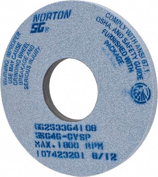 Norton - 14" Diam x 5" Hole x 1" Thick, G Hardness, 46 Grit Surface Grinding Wheel - Ceramic, Type 1, Coarse Grade, 1,800 Max RPM, Vitrified Bond, No Recess - Apex Tool & Supply
