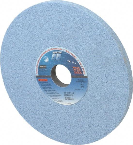 Norton - 8" Diam x 1-1/4" Hole x 1/2" Thick, G Hardness, 60 Grit Surface Grinding Wheel - Ceramic, Type 1, Medium Grade, 3,600 Max RPM, Vitrified Bond, No Recess - Apex Tool & Supply
