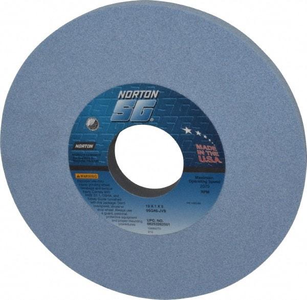 Norton - 12" Diam x 3" Hole x 1" Thick, J Hardness, 46 Grit Surface Grinding Wheel - Ceramic, Type 1, Coarse Grade, 2,070 Max RPM, Vitrified Bond, No Recess - Apex Tool & Supply