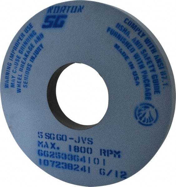 Norton - 14" Diam x 5" Hole x 1-1/2" Thick, J Hardness, 60 Grit Surface Grinding Wheel - Ceramic, Type 1, Medium Grade, 1,800 Max RPM, Vitrified Bond, No Recess - Apex Tool & Supply