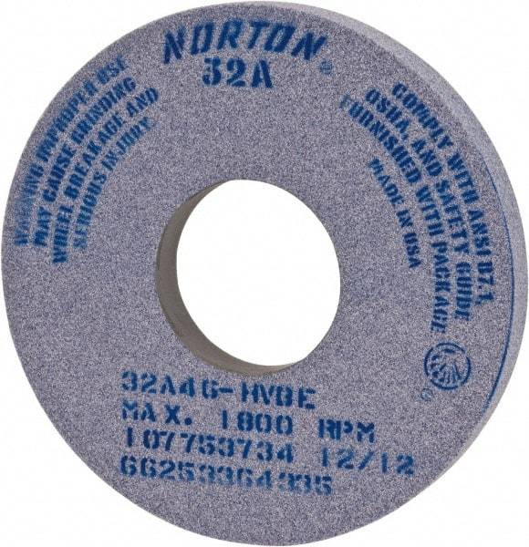 Norton - 14" Diam x 5" Hole x 1" Thick, I Hardness, 46 Grit Surface Grinding Wheel - Ceramic, Type 1, Coarse Grade, 1,800 Max RPM, Vitrified Bond, No Recess - Apex Tool & Supply