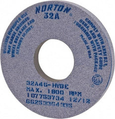 Norton - 14" Diam x 5" Hole x 1" Thick, I Hardness, 46 Grit Surface Grinding Wheel - Ceramic, Type 1, Coarse Grade, 1,800 Max RPM, Vitrified Bond, No Recess - Apex Tool & Supply