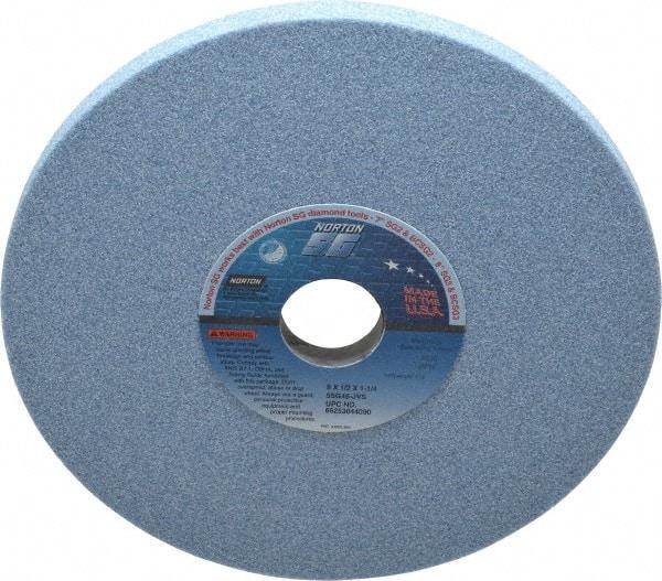 Norton - 8" Diam x 1-1/4" Hole x 1/2" Thick, J Hardness, 46 Grit Surface Grinding Wheel - Ceramic, Type 1, Coarse Grade, 3,600 Max RPM, Vitrified Bond, No Recess - Apex Tool & Supply