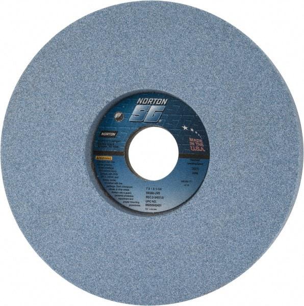 Norton - 7" Diam x 1-1/4" Hole x 1" Thick, J Hardness, 60 Grit Surface Grinding Wheel - Ceramic, Type 5, Medium Grade, 3,600 Max RPM, Vitrified Bond, One-Side Recess - Apex Tool & Supply