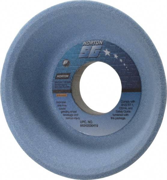 Norton - 4" Diam, 1-1/4" Hole Size, 1-1/2" Overall Thickness, 80 Grit, Type 11 Tool & Cutter Grinding Wheel - Medium Grade, Ceramic, J Hardness, Vitrified Bond, 5,730 RPM - Apex Tool & Supply