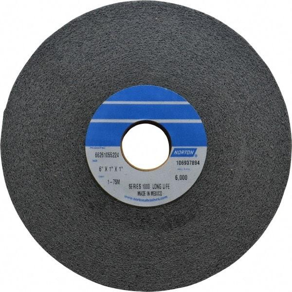 Norton - 6" Diam, 1" Face Width, 1" Center Hole, Medium Grade, Silicon Carbide Deburring Wheel - Convolute, Hard Density 7 Grade, 6,000 RPM - Apex Tool & Supply