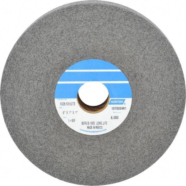 Norton - 6" Diam, 1" Face Width, 1" Center Hole, Fine Grade, Silicon Carbide Deburring Wheel - Convolute, Hard Density 9 Grade, 4,500 RPM - Apex Tool & Supply