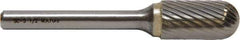 M.A. Ford - 6mm Cut Diam, 6mm Shank Diam, Cylinder with Radius Head Single Cut Burr - Carbide, Radius End, 16mm LOC, 50mm OAL - Apex Tool & Supply