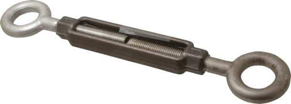 Made in USA - 5,200 Lb Load Limit, 3/4" Thread Diam, 6" Take Up, Stainless Steel Eye & Eye Turnbuckle - 8-1/8" Body Length, 1-1/16" Neck Length, 17-3/4" Closed Length - Apex Tool & Supply