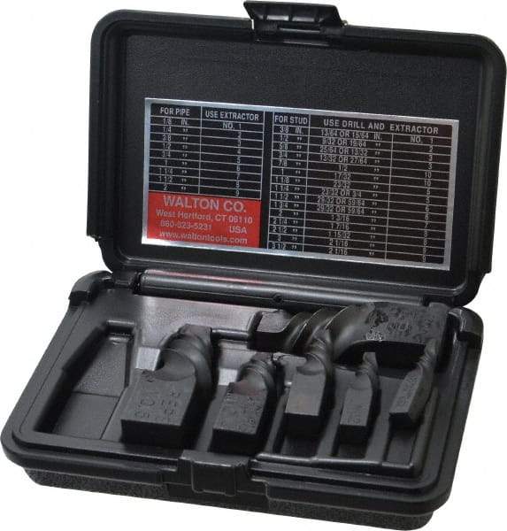 Walton - 6 Piece Spiral Flute Screw Extractor Set - Screw Range 3/8 to 1-3/4" - Apex Tool & Supply