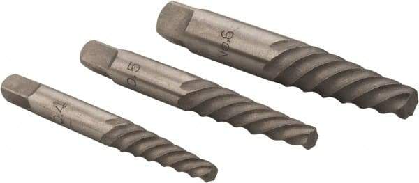 Interstate - 3 Piece Spiral Flute Screw Extractor Set - Screw Range 7/16 to 1" - Apex Tool & Supply