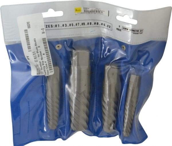 Interstate - 4 Piece Spiral Flute Screw Extractor Set - Screw Range 3/4 to 2-1/8" - Apex Tool & Supply