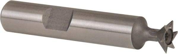 Whitney Tool Co. - 3/8" Diam x 1/8" Width of Cut, 45° Included Angle, High Speed Steel Dovetail Cutter - 3/8" Shank Diam, 1-15/16" Shank Length, 2-1/8" Overall Length, Weldon Flat, Uncoated - Apex Tool & Supply