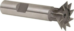 Whitney Tool Co. - 1" Diam x 1/4" Width of Cut, 45° Included Angle, High Speed Steel Dovetail Cutter - 1/2" Shank Diam, 2-1/2" Shank Length, 2-1/2" Overall Length, Weldon Flat, Uncoated - Apex Tool & Supply