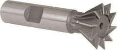 Whitney Tool Co. - 1" Diam x 7/16" Width of Cut, 60° Included Angle, High Speed Steel Dovetail Cutter - 1/2" Shank Diam, 2-1/2" Overall Length, Weldon Flat, Uncoated - Apex Tool & Supply