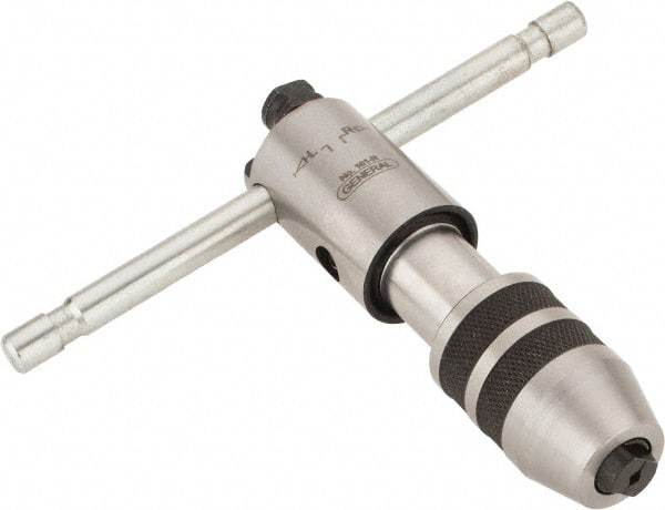 General - #0 to 1/4" Tap Capacity, T Handle Tap Wrench - 3-1/2" Overall Length, Ratcheting - Apex Tool & Supply
