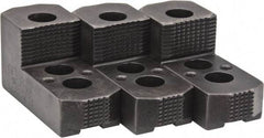 H & R Manufacturing - 12" Max Chuck Diam Compatibility, Case Hardened Steel 1.5mm x 60° Serrated Hard Lathe Top Jaws - 1 Step, 0.71" Groove Width, 2" Wide x 4-7/8" Long x 2-15/32" High - Apex Tool & Supply