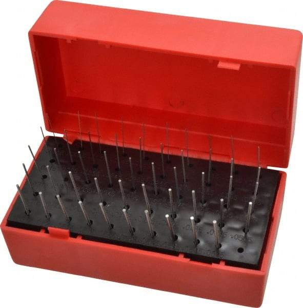 Value Collection - 50 Piece, 0.0115-0.0605 Inch Diameter Plug and Pin Gage Set - Plus 0.0002 Inch Tolerance, Class ZZ - Apex Tool & Supply