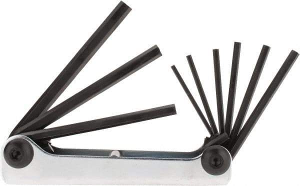 Eklind - 9 Piece Fold-Up Hex Key Set - Hex Range 5/64 to 1/4" - Apex Tool & Supply