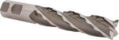 Weldon - 1" Diam, 4" LOC, 4 Flute Cobalt Roughing & Finishing Square End Mill - Uncoated, 6-1/2" OAL, 1" Shank Diam, Weldon Shank, 30° Helix, Centercutting - Apex Tool & Supply