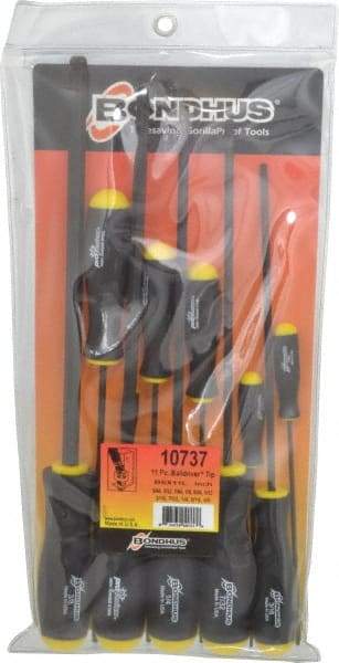 Bondhus - 11 Piece, 5/64 to 3/8" Ball End Hex Driver Set - Comes in Vinyl Pouch - Apex Tool & Supply
