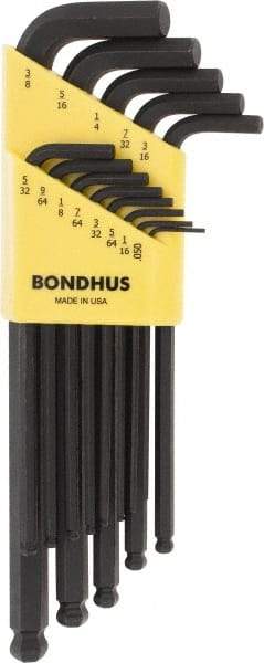 Bondhus - 13 Piece L-Key Ball End Hex Key Set - Hex Range 0.05 to 3/8" - Apex Tool & Supply