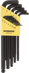 Bondhus - 13 Piece L-Key Ball End Hex Key Set - Hex Range 0.05 to 3/8" - Apex Tool & Supply