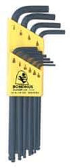Bondhus - 10 Piece L-Key Ball End Hex Key Set - Hex Range 1/16 to 1/4" - Apex Tool & Supply