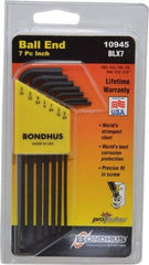 Bondhus - 7 Piece L-Key Ball End Hex Key Set - Hex Range 5/64 to 3/16" - Apex Tool & Supply