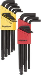 Bondhus - 22 Piece L-Key Ball End Hex Key Set - Hex Range 0.05 to 3/8" - Apex Tool & Supply
